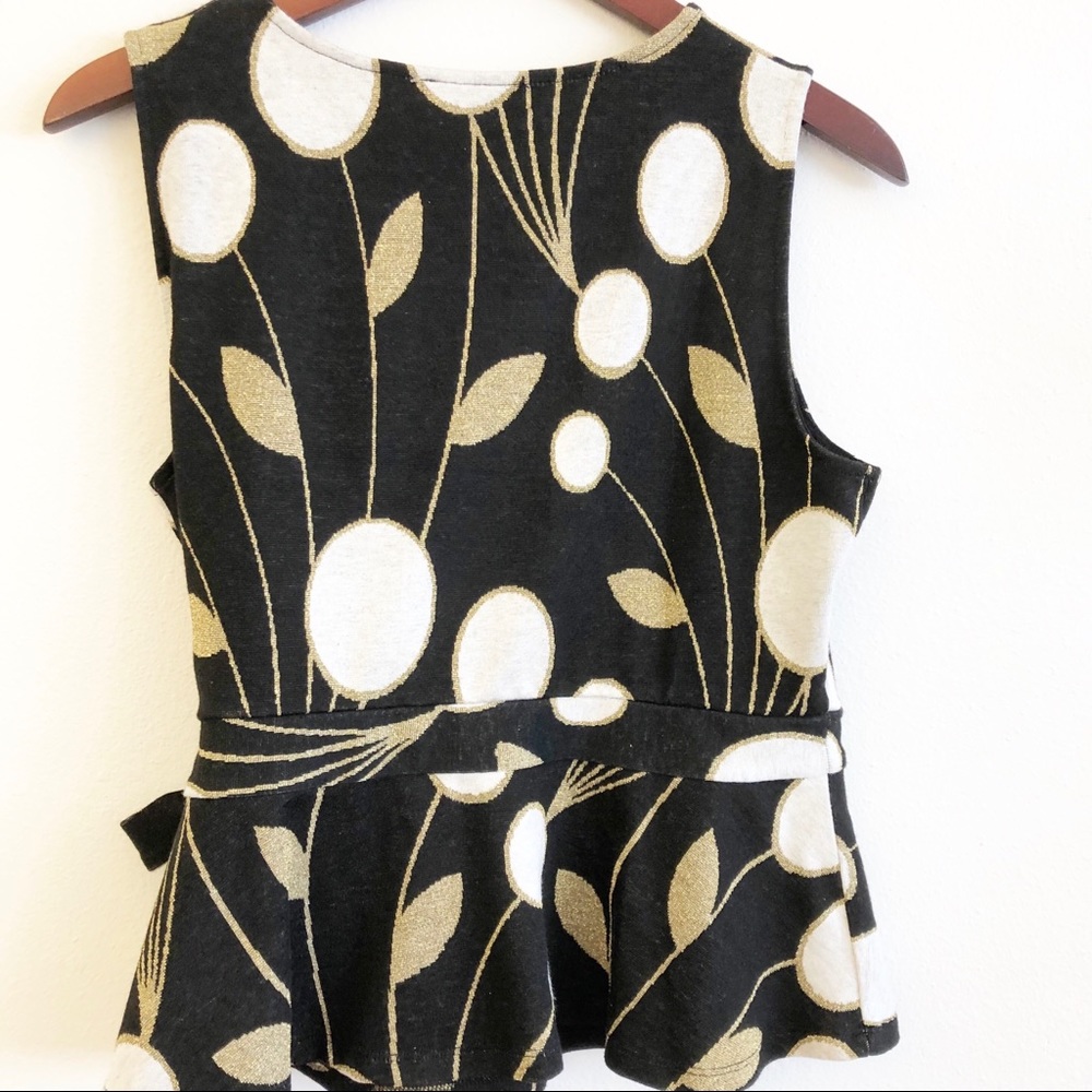 Anthropologie Black and Gold Wrap Top - Picture 10 of 17